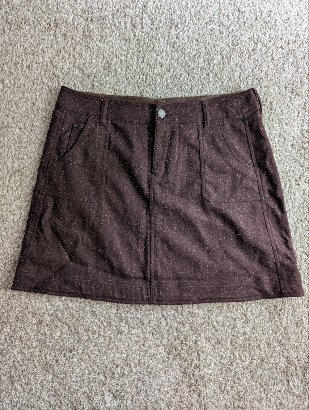 Woolrich Women’s Brown Wool Speckled A-Line Mini Skirt Sz 16 Business‎ Casual